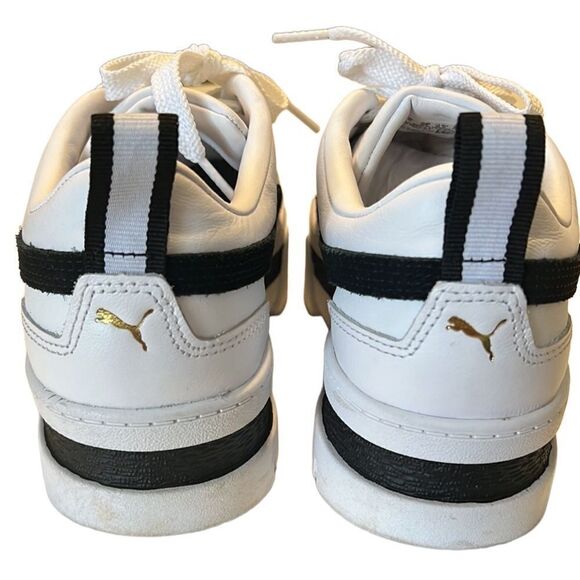 Puma Mayze White and Black Leather and Suede Lace Up Sneaker Women's Size 8.5 - Picture 2 of 10